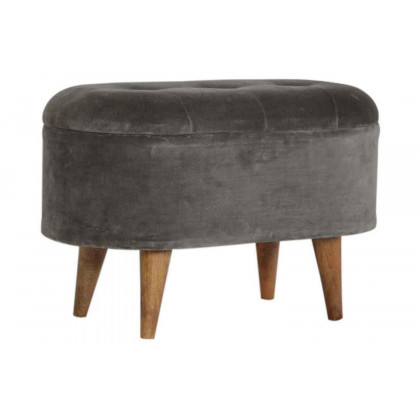 Artisan - Velvet Storage Footstool in Oblong Gray