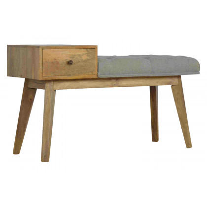 Artisan - Gray Tweed Bench with 1 Drawer