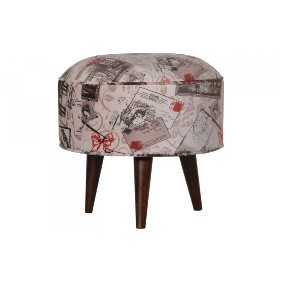 Artisan Nordic Style Footstool - Postcard, Velvet