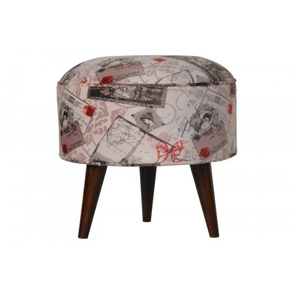 Artisan Nordic Style Footstool - Postcard, Velvet