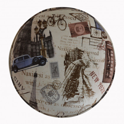 Artisan Round Footstool with City Print