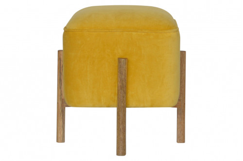 Artisan™ Footstool with Solid Wood Legs - Velvet, Mustard