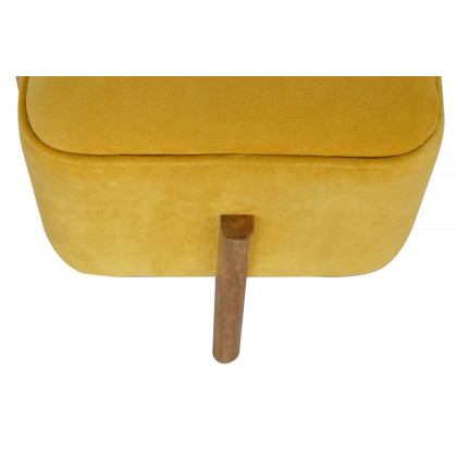 Artisan Footstool with Solid Wood Legs - Mustard, Velvet