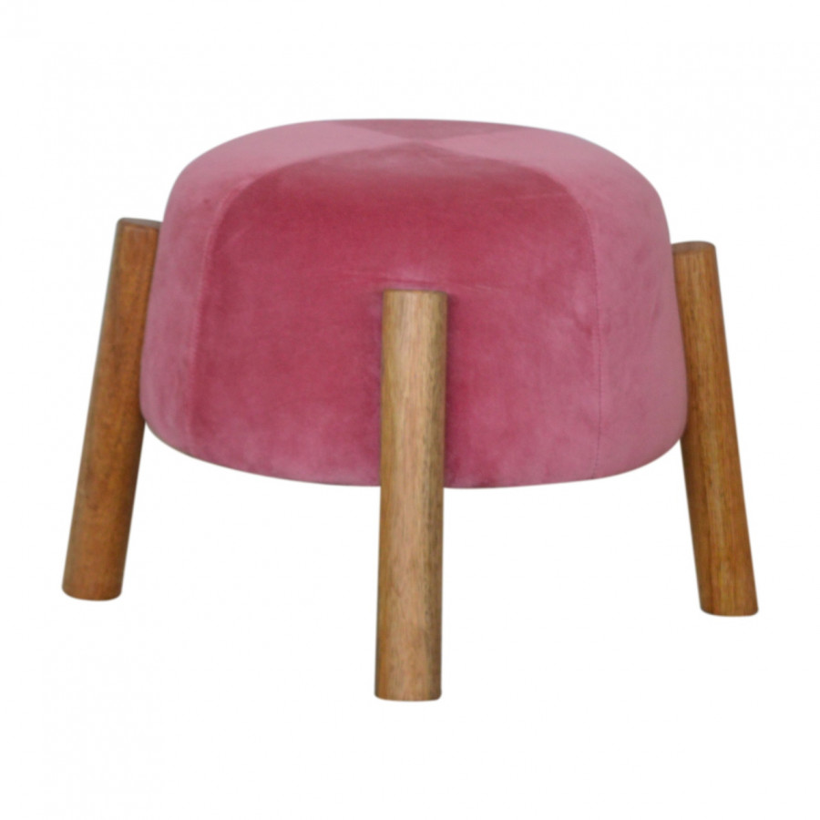 Artisan - Cone Footstool in Pink, Velvet