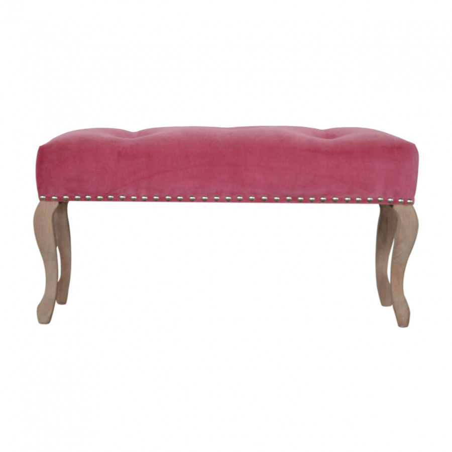 Artisan French Style Bench - Pink, Velvet