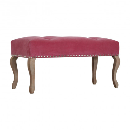 Artisan French Style Bench - Pink, Velvet