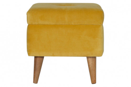 Artisan™ Velvet Storage Footstool - Mustard