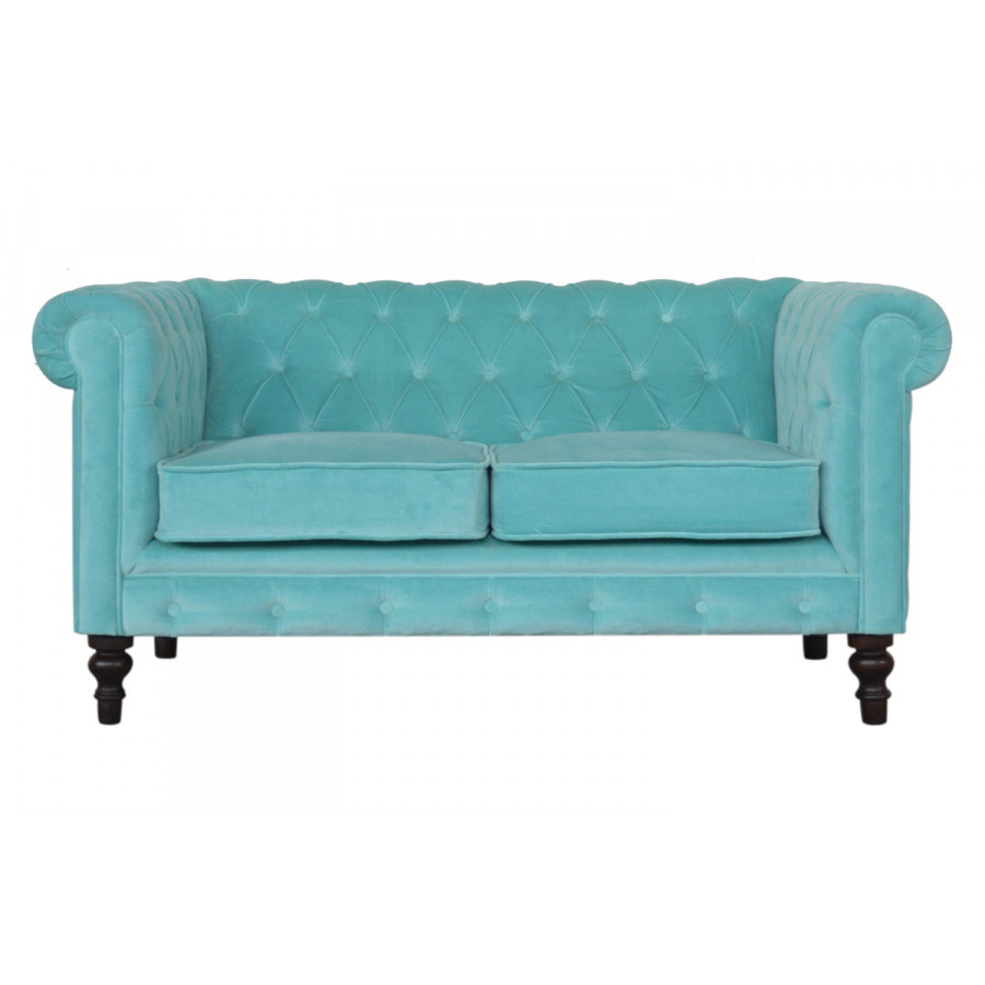 Artisan Chesterfield Sofa with 2 Seater - Aqua, Velvet