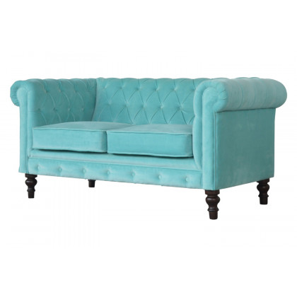 Artisan Chesterfield Sofa with 2 Seater - Aqua, Velvet