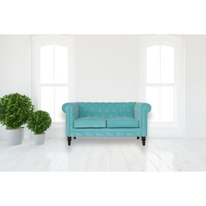 Artisan Chesterfield Sofa with 2 Seater - Aqua, Velvet