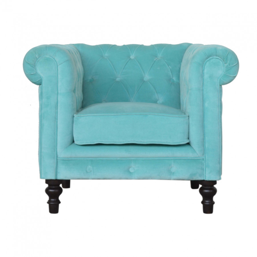 Artisan - Chesterfield Armchair in Aqua, Velvet