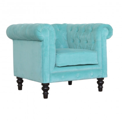 Artisan - Chesterfield Armchair in Aqua, Velvet
