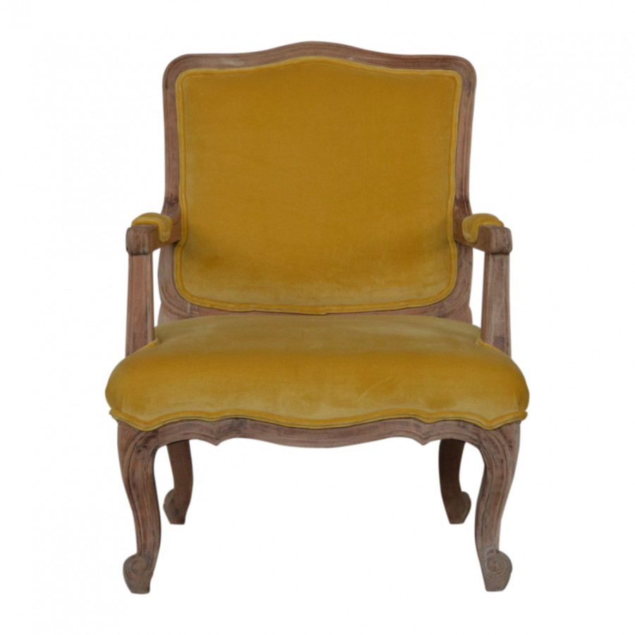 Artisan - French Style Chair in Mustard, Velvet
