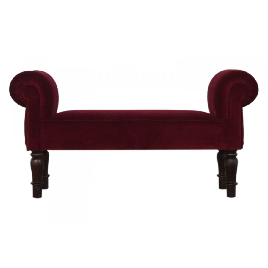 Artisan Bedroom Bench - Whine Red, Velvet