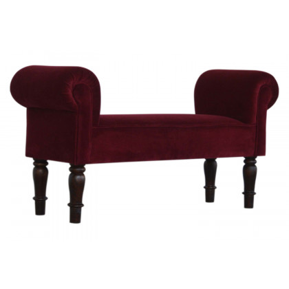 Artisan Bedroom Bench - Whine Red, Velvet