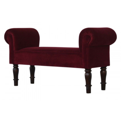 Artisan Bedroom Bench - Whine Red, Velvet