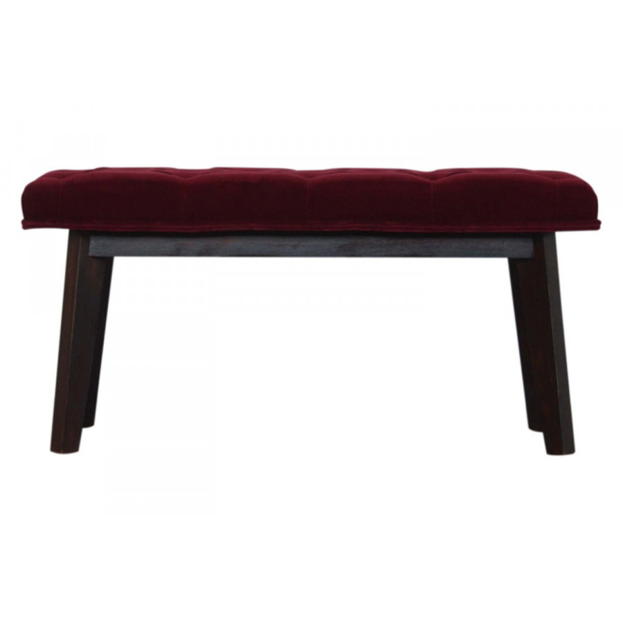 Artisan Velvet Hallway Bench - Wine Red