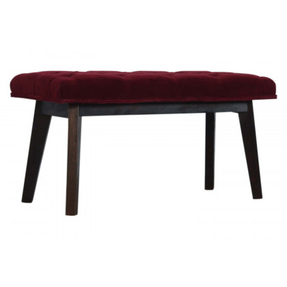 Artisan Velvet Hallway Bench - Wine Red