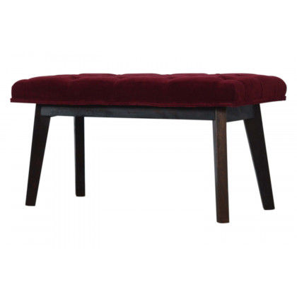 Artisan Velvet Hallway Bench - Wine Red