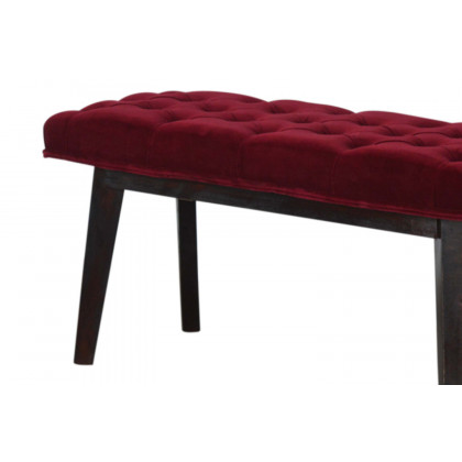 Artisan Velvet Hallway Bench - Wine Red