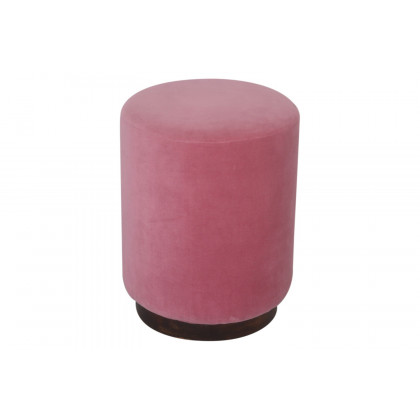 Artisan Footstool with Base - Velvet, Pink, Wooden