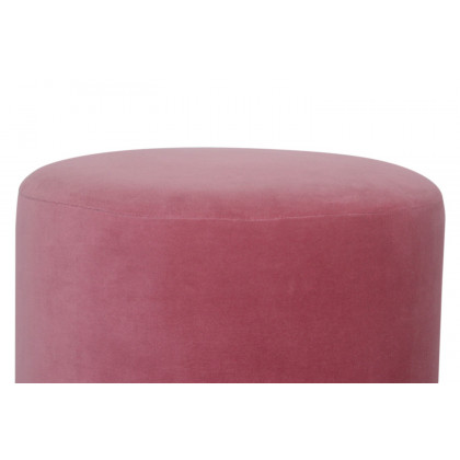 Artisan Footstool with Base - Velvet, Pink, Wooden