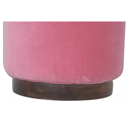 Artisan Footstool with Base - Velvet, Pink, Wooden