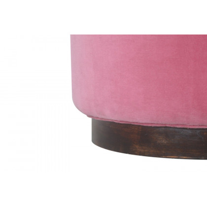 Artisan Footstool with Base - Velvet, Pink, Wooden