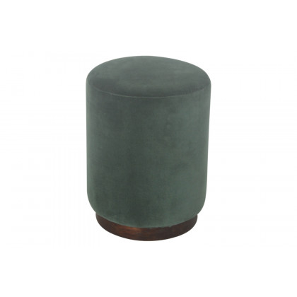 Artisan Footstool with Base - Velvet, Emerald Green, Wooden