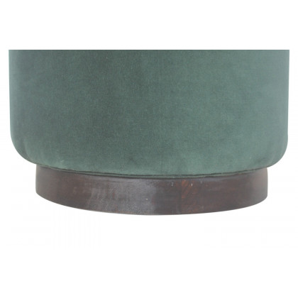 Artisan Footstool with Base - Velvet, Emerald Green, Wooden