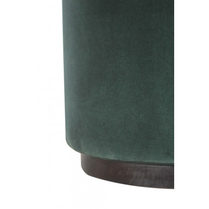 Artisan Footstool with Base - Velvet, Emerald Green, Wooden