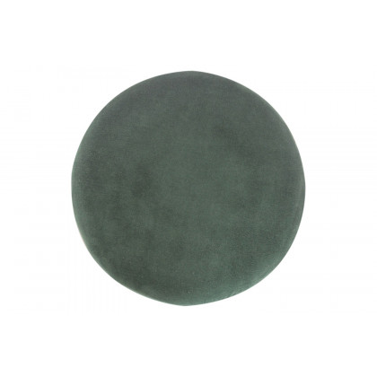 Artisan Footstool with Base - Velvet, Emerald Green, Wooden