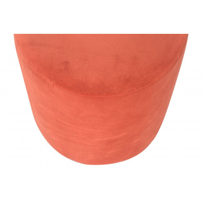 Artisan Footstool with Base - Velvet, Brick Red, Wooden