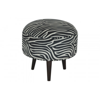 Artisan Nordic Style Footstool - Zebra, Fabric Velvet