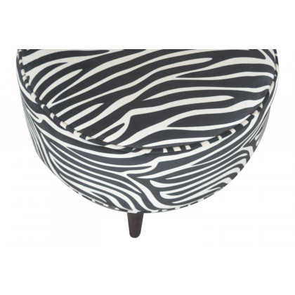 Artisan Nordic Style Footstool - Zebra, Fabric Velvet