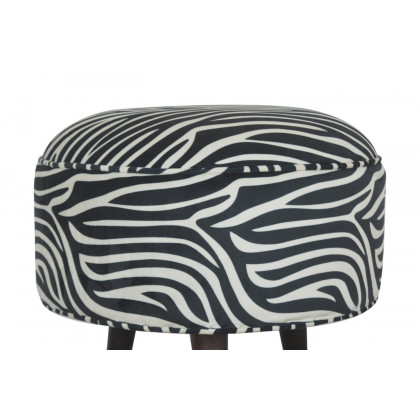 Artisan Nordic Style Footstool - Zebra, Fabric Velvet