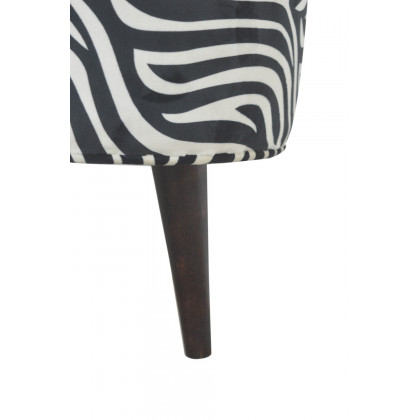 Artisan Nordic Style Footstool - Zebra, Fabric Velvet