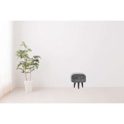 Artisan Nordic Style Footstool - Zebra, Fabric Velvet