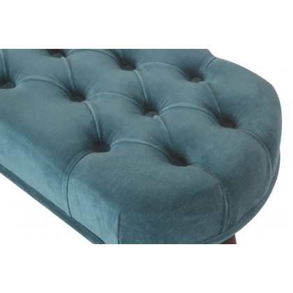 Artisan Deep Button Bench - Teal, Velvet