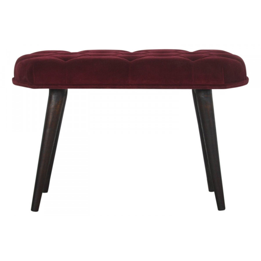 Artisan Deep Button Bench - Wine Red, Velvet