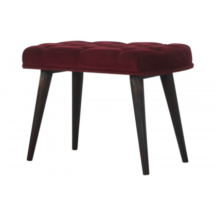 Artisan Deep Button Bench - Wine Red, Velvet