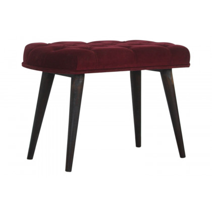 Artisan Deep Button Bench - Wine Red, Velvet