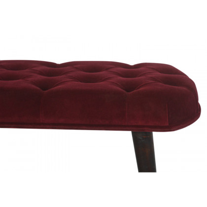 Artisan Deep Button Bench - Wine Red, Velvet