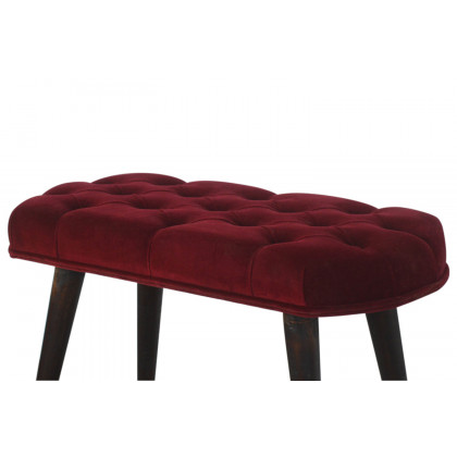 Artisan Deep Button Bench - Wine Red, Velvet