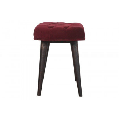 Artisan Deep Button Bench - Wine Red, Velvet