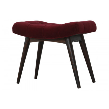 Artisan Curved Bench - Wine Red, Velvet