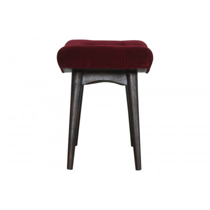 Artisan Curved Bench - Wine Red, Velvet