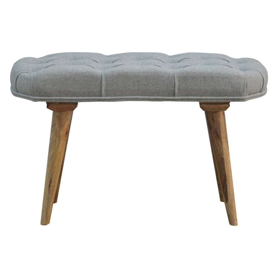 Artisan Deep Button Bench - Gray, Tweed