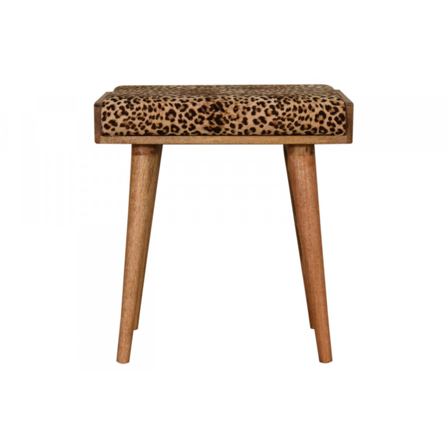 Artisan Tray Style Footstool - Velvet, Leopard