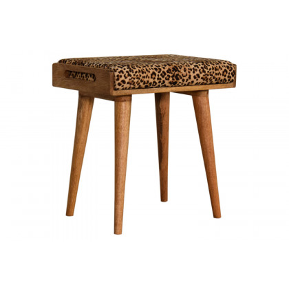 Artisan Tray Style Footstool - Velvet, Leopard
